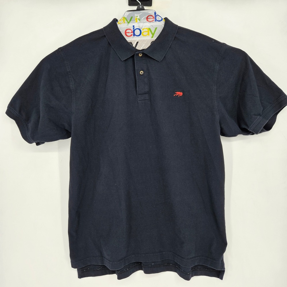 Perlis‎ Shirt Mens XL Polo Short Sleeve Black Crawfish Logo Casual Preppy